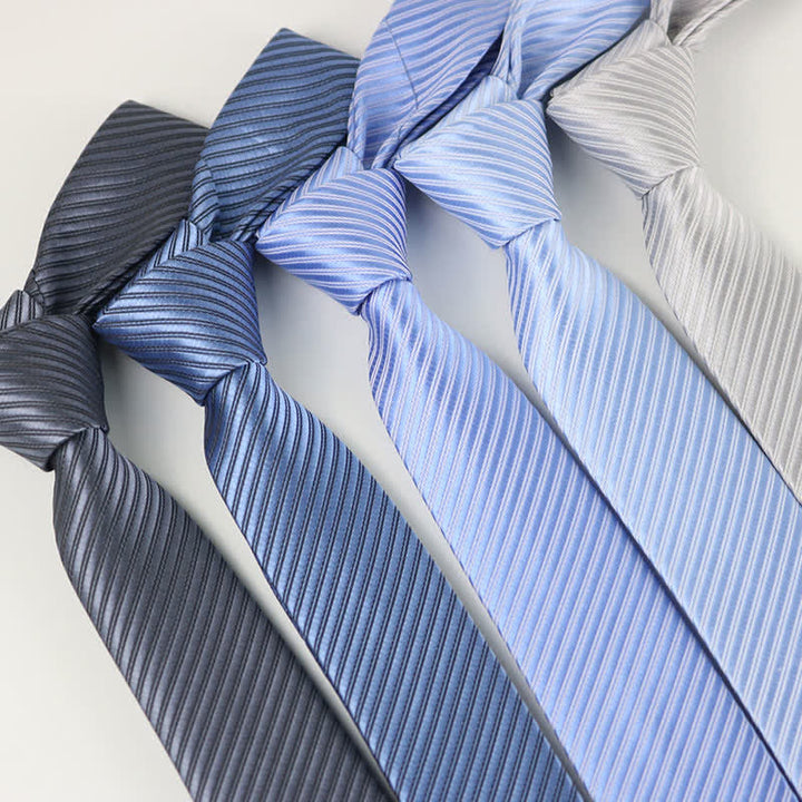 Men's Solid Grey Blue White Twill Daily Necktie