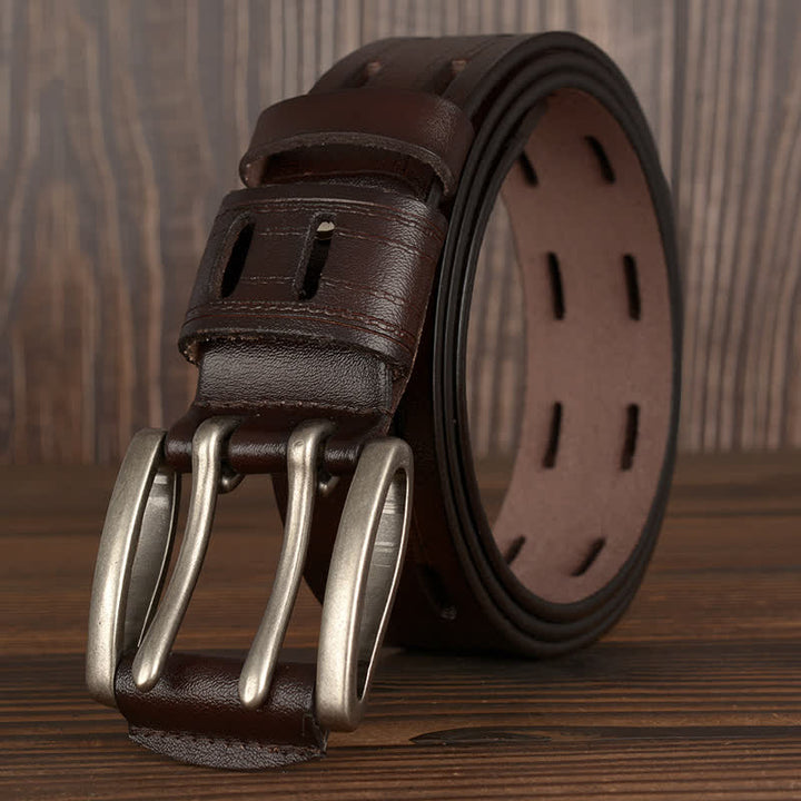 Men's Casual Double Prong Trouser Leather Belt