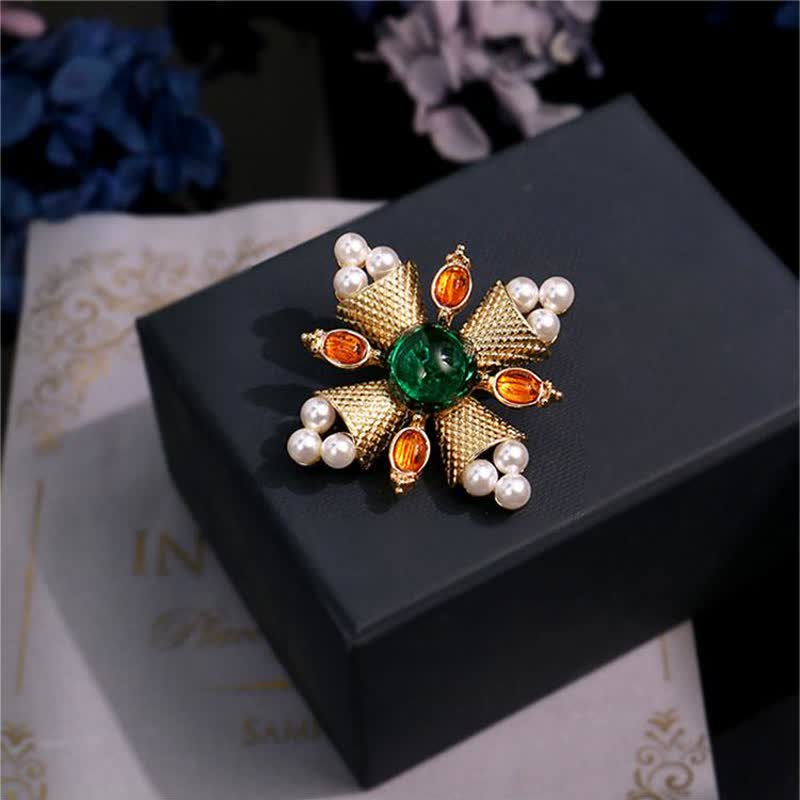 Women's Empress Baroque Cross Pearl Brooch