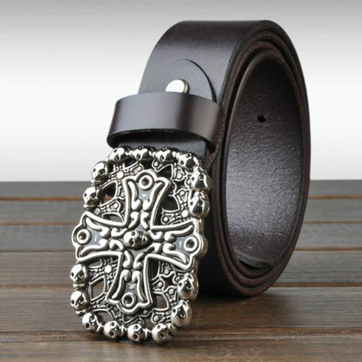 Men's Gothic Skull Plate Buckle Leather Belt