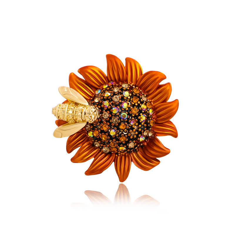 Women's Vivid Sunflower Lovely Bee Brooch