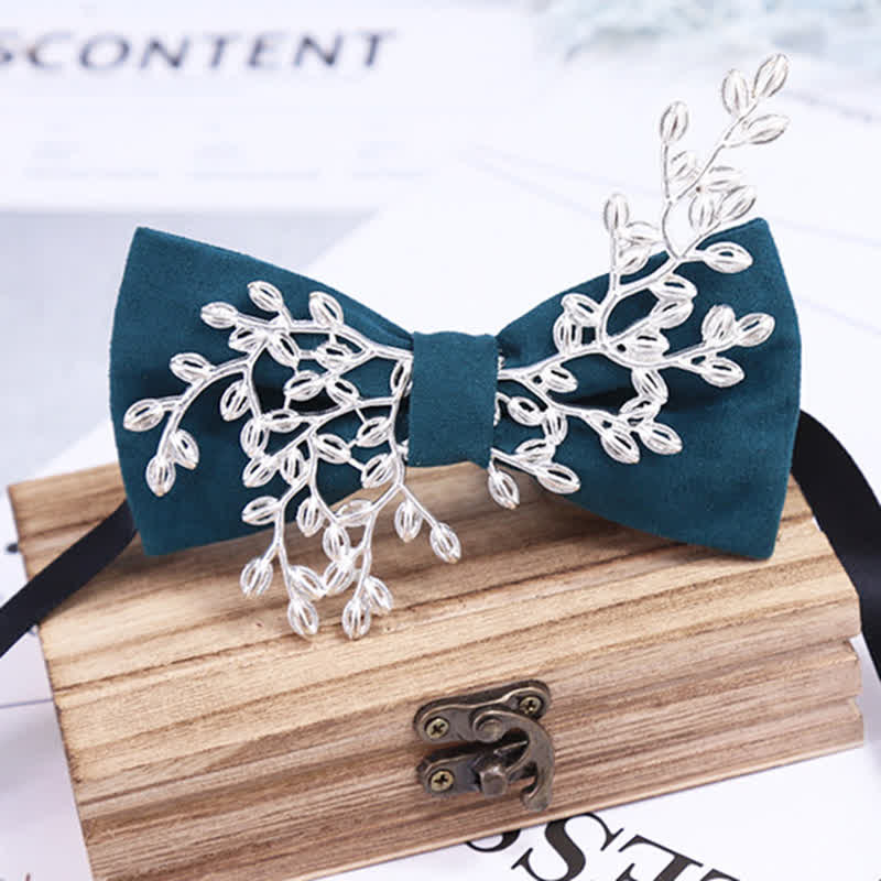 Men's Enamel Flowers Leaves Decor Bow Tie