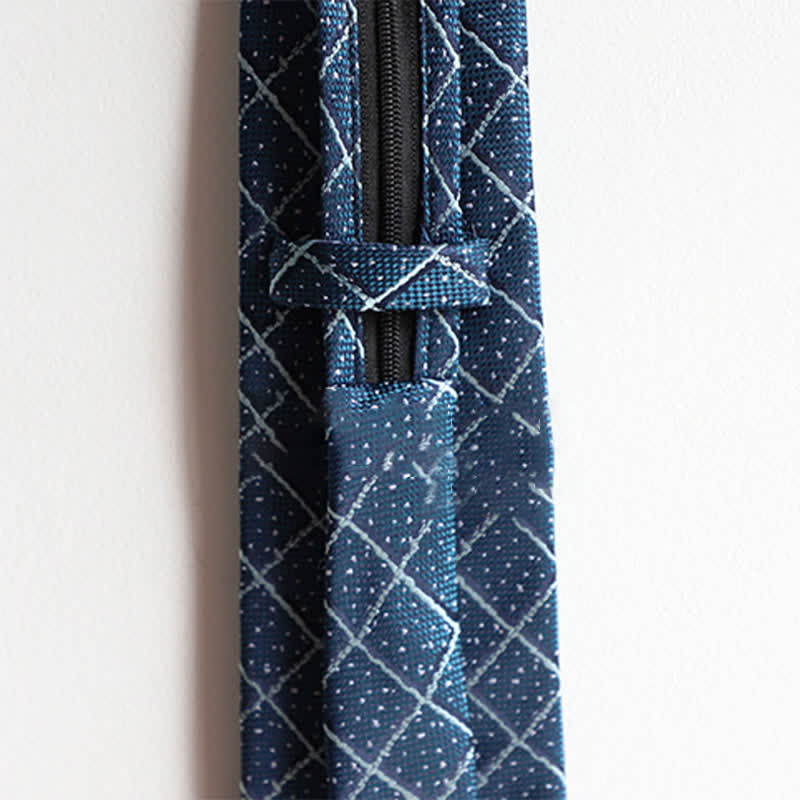 Men's Elegant Zipper Tie Paisley Striped Necktie