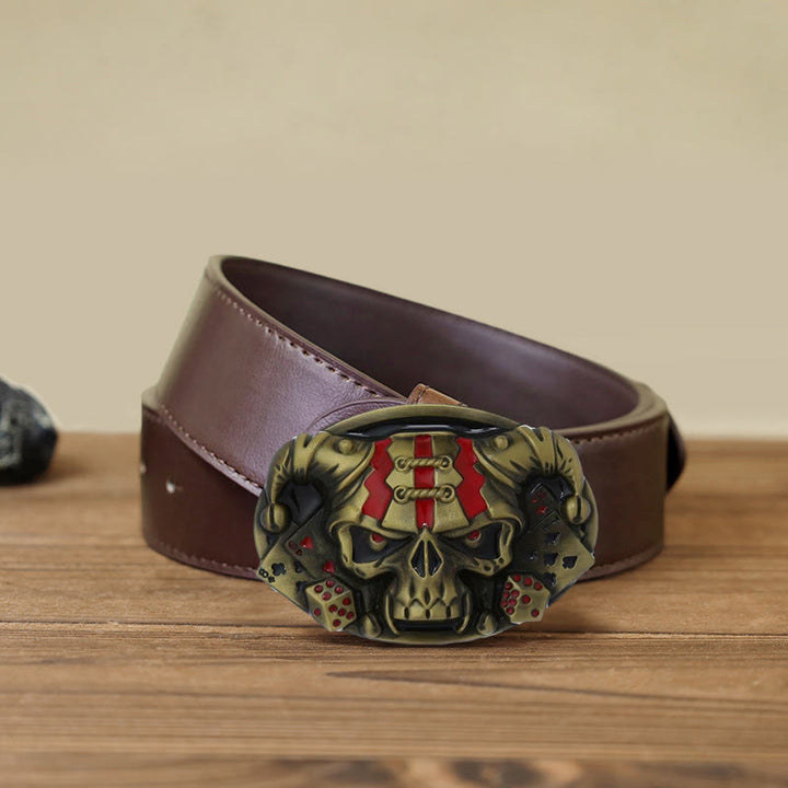 Men's DIY Skull Clown Joker Buckle Leather Belt