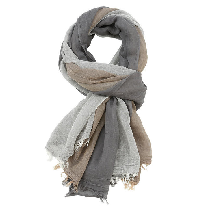 Men's Simple Three-Color Splicing Raw Trim Scarf