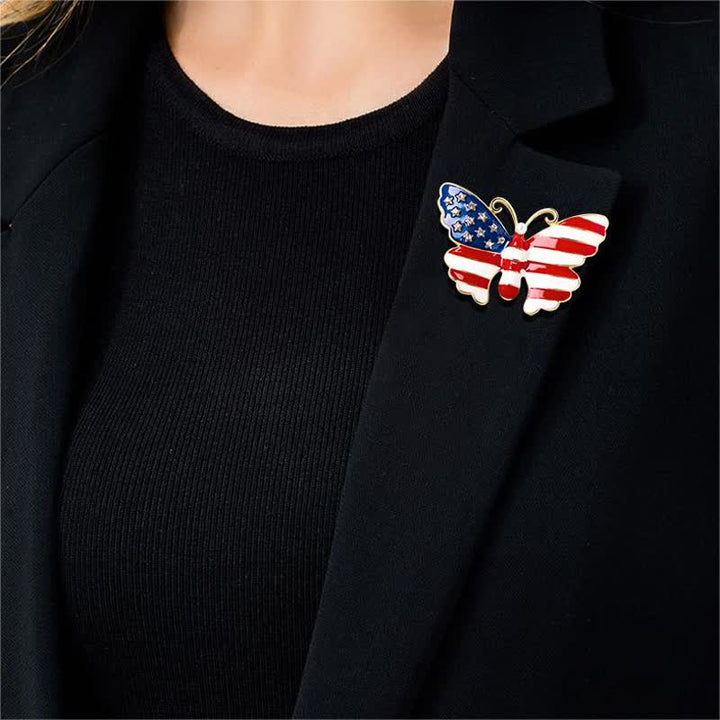 Men's American Flag Butterfly Brooch