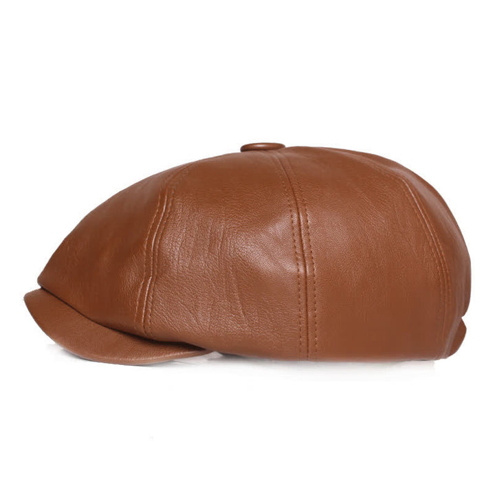 Minimalist Plain Colours Leather Beret Cap