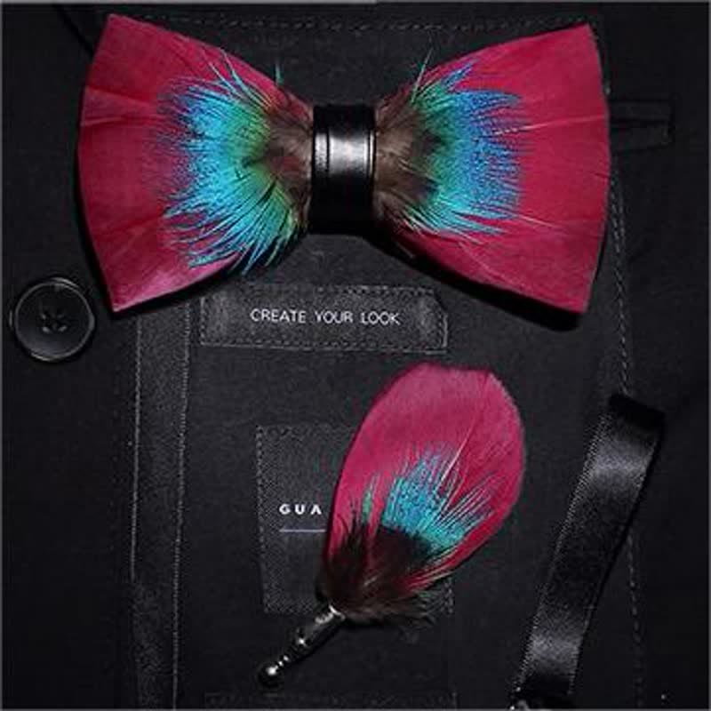 Bright-Coloured Handmade Feather Bow Tie Collection Bundle