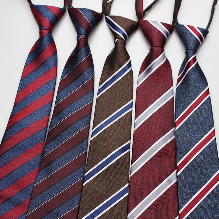 Men's British Zipper Tie Striped Necktie