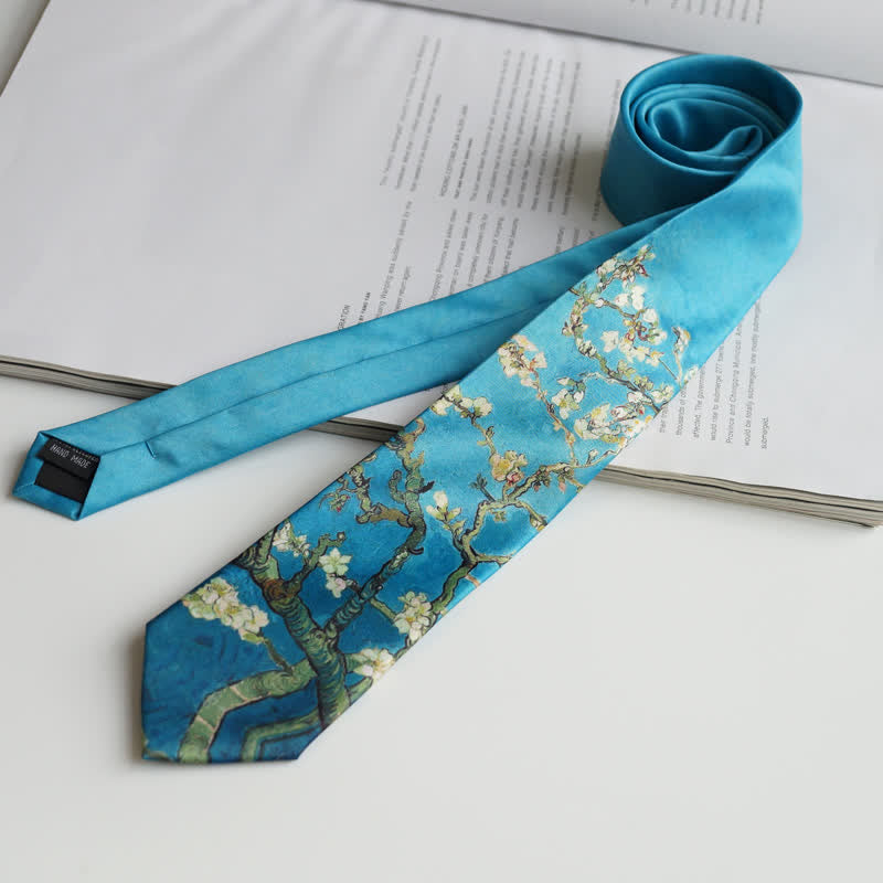 Men's Almond Blossom Tree Art Necktie