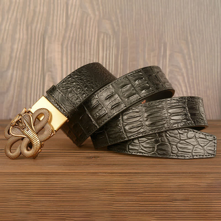 Men's Curled Cobra Alligator Pattern Leather Belt