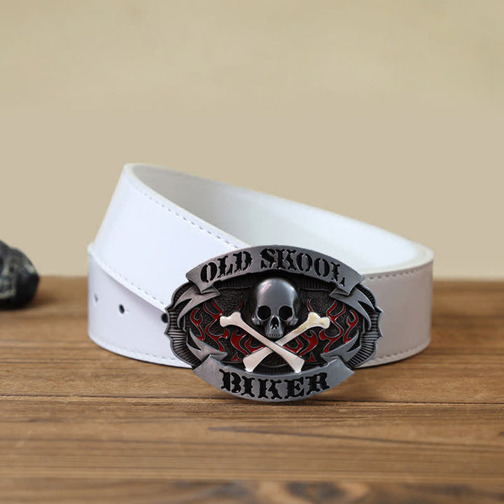 Men's DIY Skull Biker Cross Bone Buckle Leather Belt