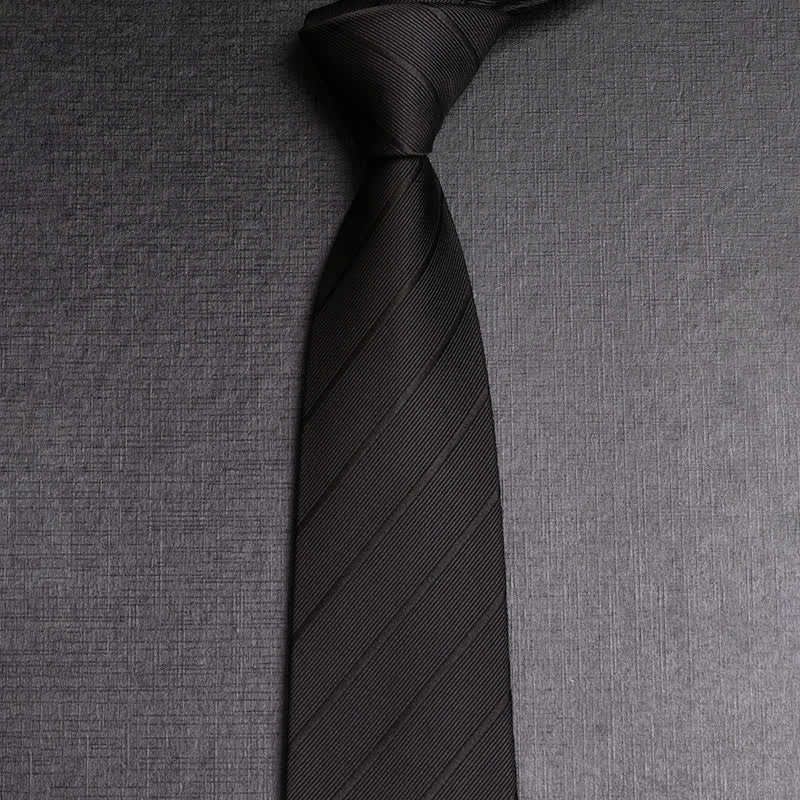 Men's Dark Colored Twill Business Necktie - Black - image 3