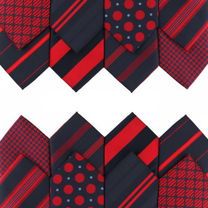 Men's Energetic Red Black Series Striped Necktie