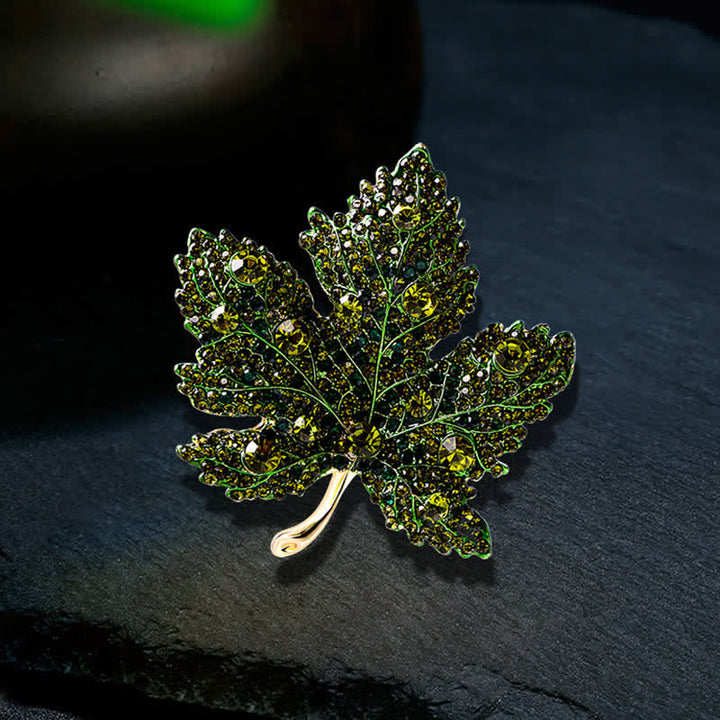 Women's Rhinestone Crystal Maple Leaf Brooch