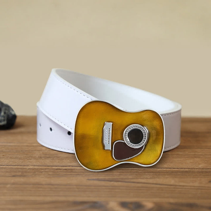 Men's DIY Musical Acoustic Guitar Buckle Leather Belt