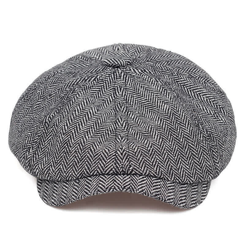 Retro Herringbone Octagonal Beret Hat