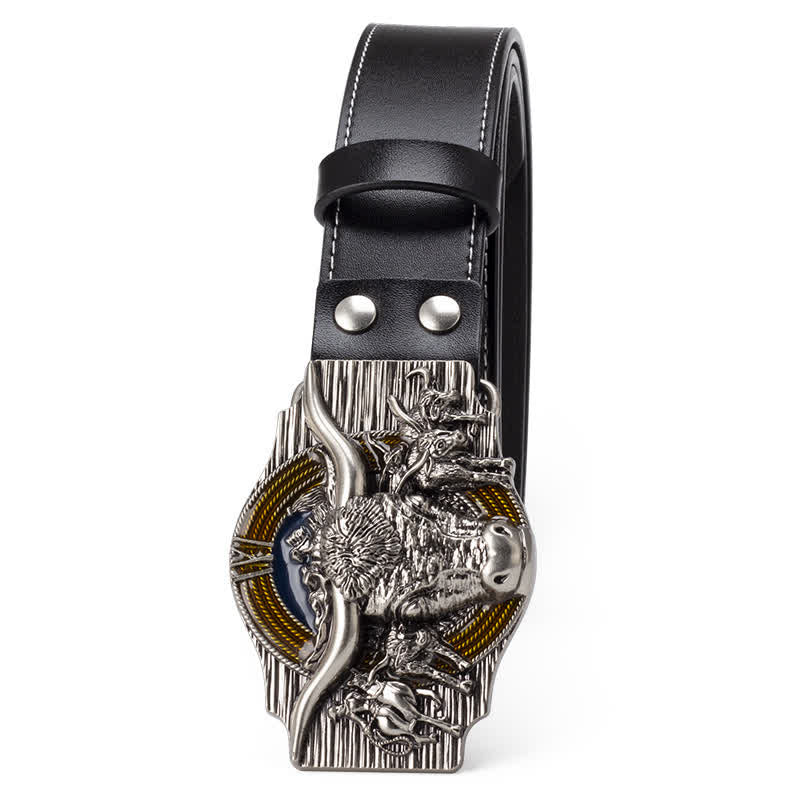 Men's Longhorn Bull Embossed Leather Belt