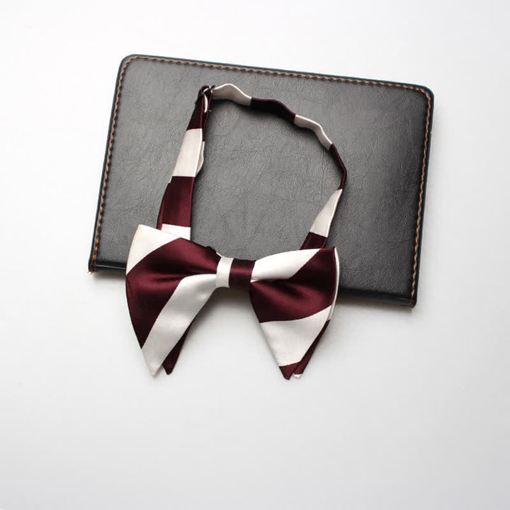 Men's College Striped Oversized Pointed Bow Tie - Red & White - image 5