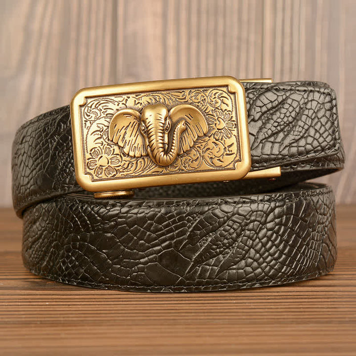 Men's Punk Elephant Alligator Pattern Leather Belt