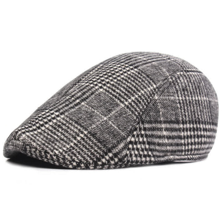 Men's Classic Plaid Cotton Beret Cap