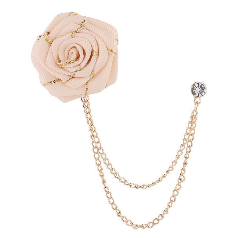 Men's Charming Floral Rose Chain Brooch