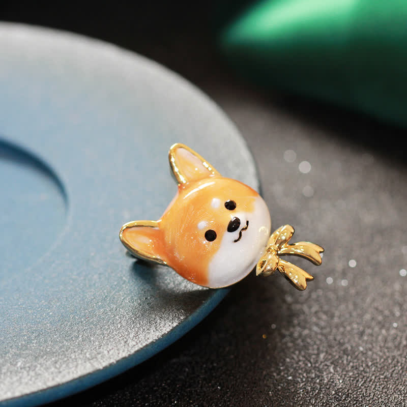 Unisex Cute Enamel Shiba Inu Dog Brooch