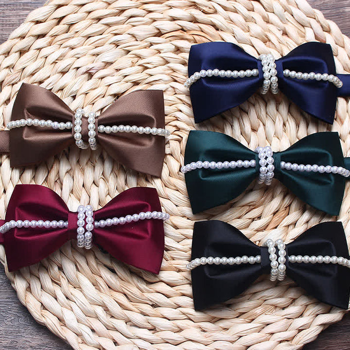 Men's Pearl Decor Chain Bow Tie