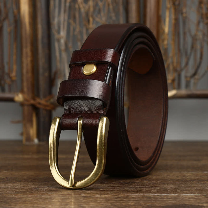 Men's Casual Smooth Glossy Leather Belt