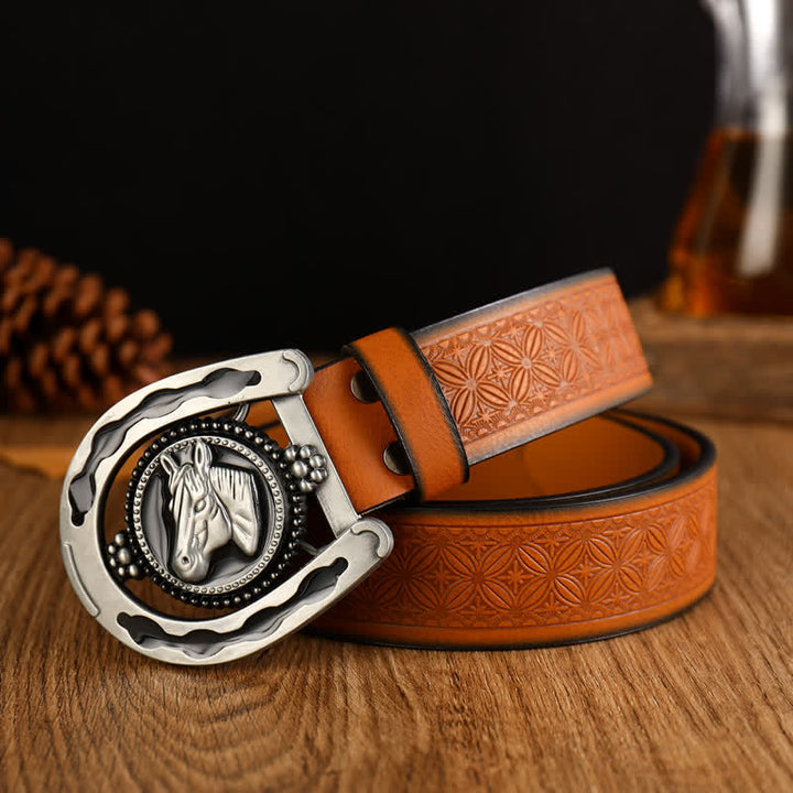 Men's Retro Horseshoe Shape Western Leather Belt