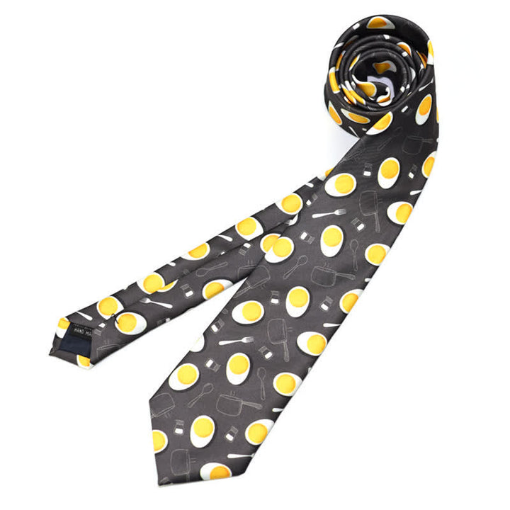 Men's Creative Funny Printed Necktie - Egg - image 6