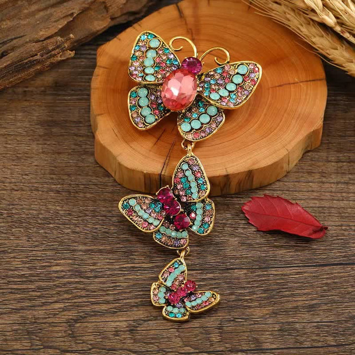 Women's Playful Triple Butterflies Brooch