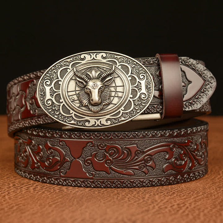 Men's Classical Sheep Head Buckle Leather Belt