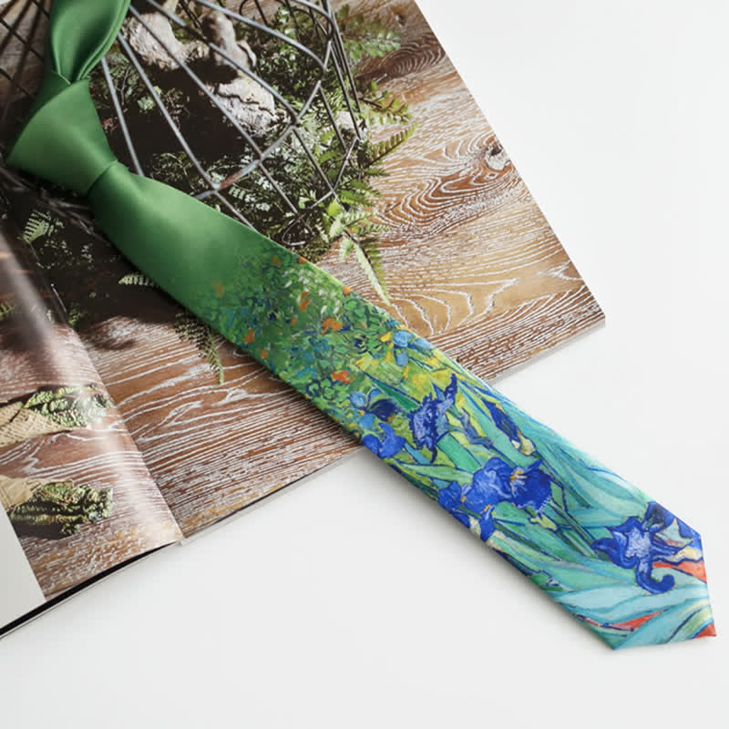 Men's Creative Oil Printing Iris necktie