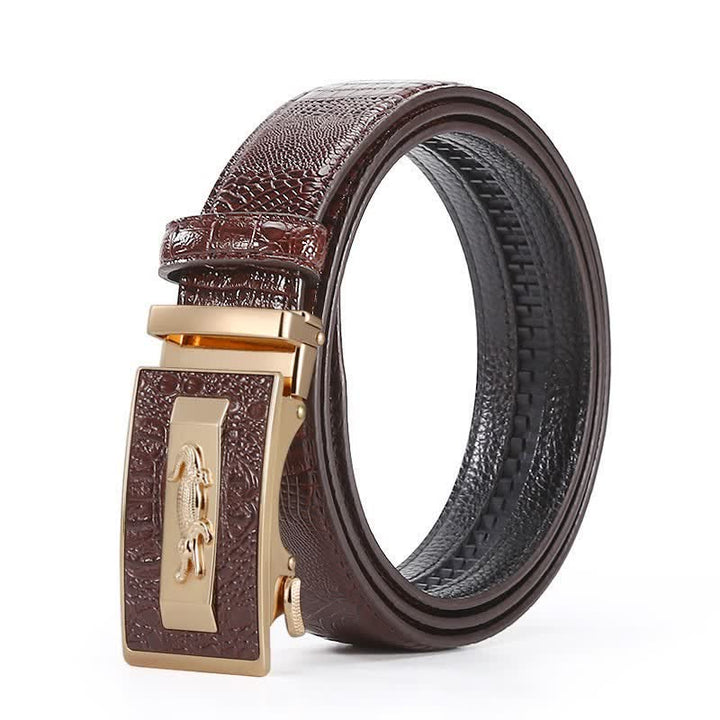 Men's Crocodile Pattern Automatic Buckle Leather Belt