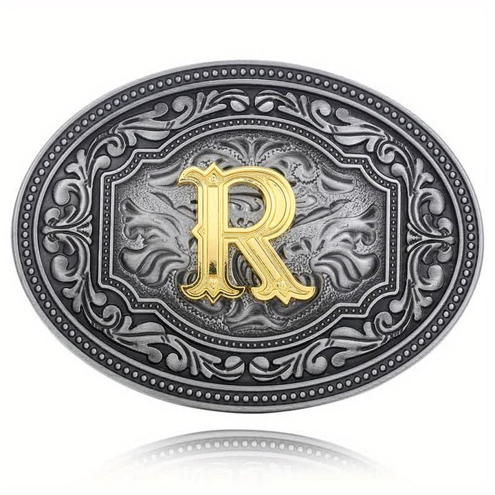 DIY Unisex Hip Hop Initial Letter Embossment Buckle Leather Belt