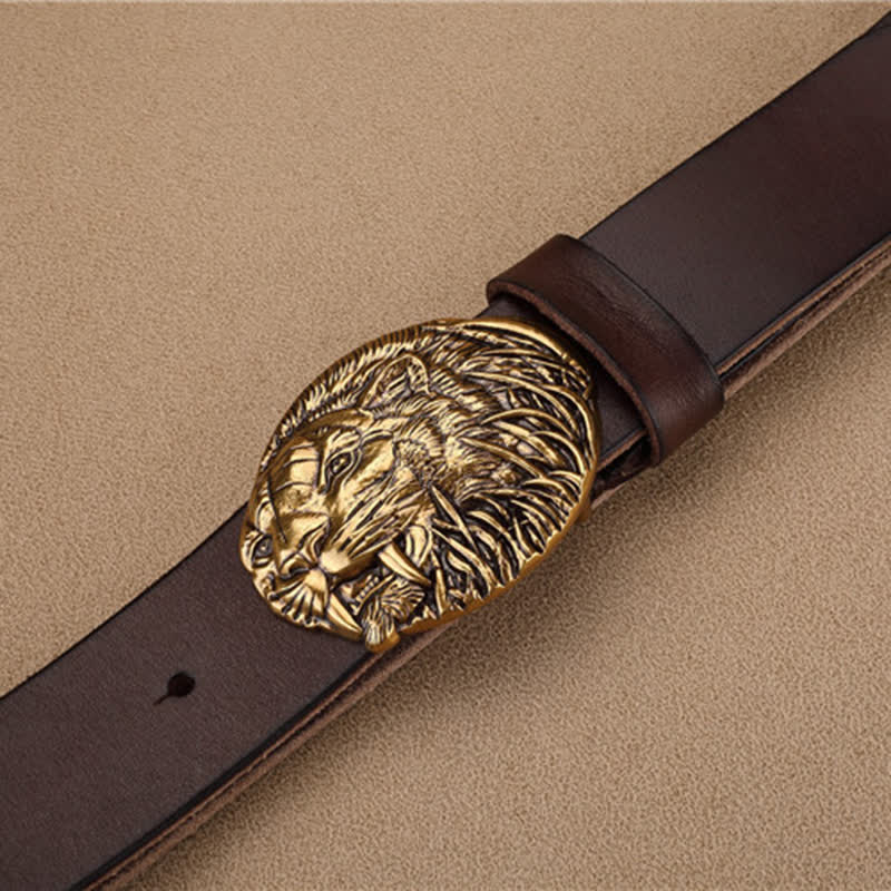 Men's Tiger Antique Plate Buckle Leather Belt