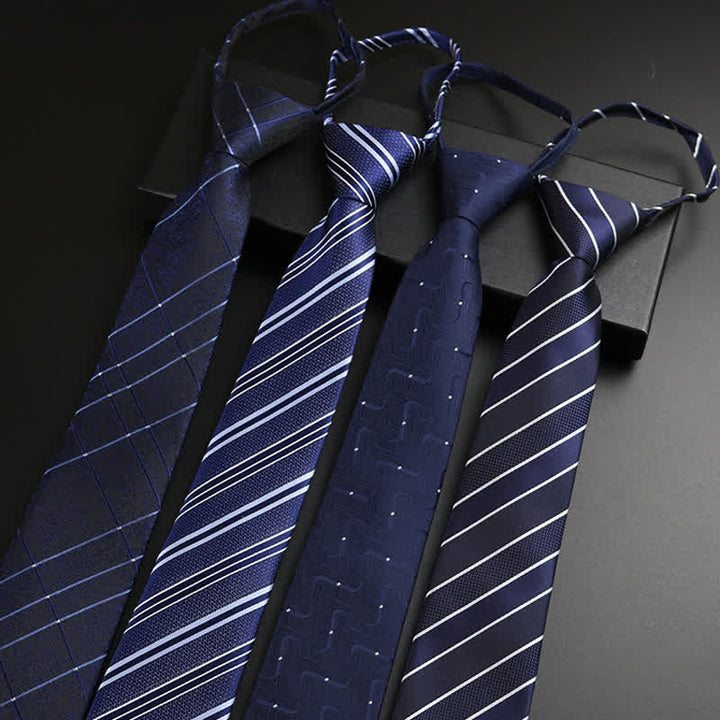 Men's Navy Blue Zipper Tie Formal Necktie