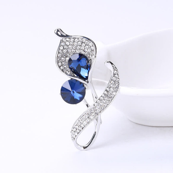 Women's Shiny Blue Floral Brooch