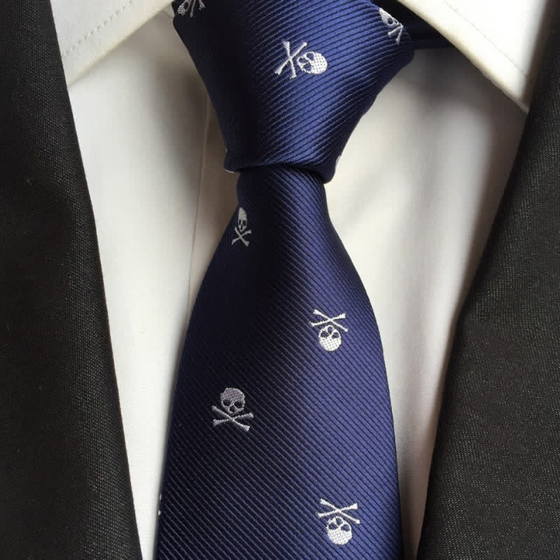 Men's Halloween Skeleton Cross Bones Necktie