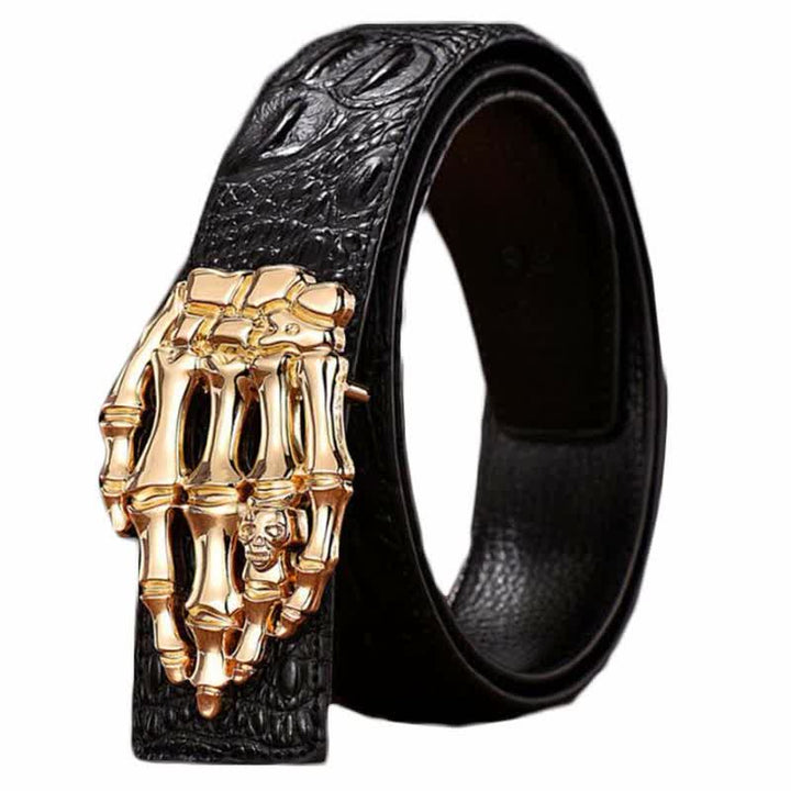 Men's Skull Hand Bone Crocodile Pattern Leather Belt