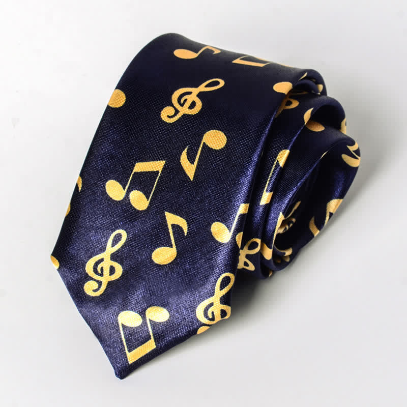 Men's Personality Piano Music Note Necktie - Blue & Yellow Note - image 11