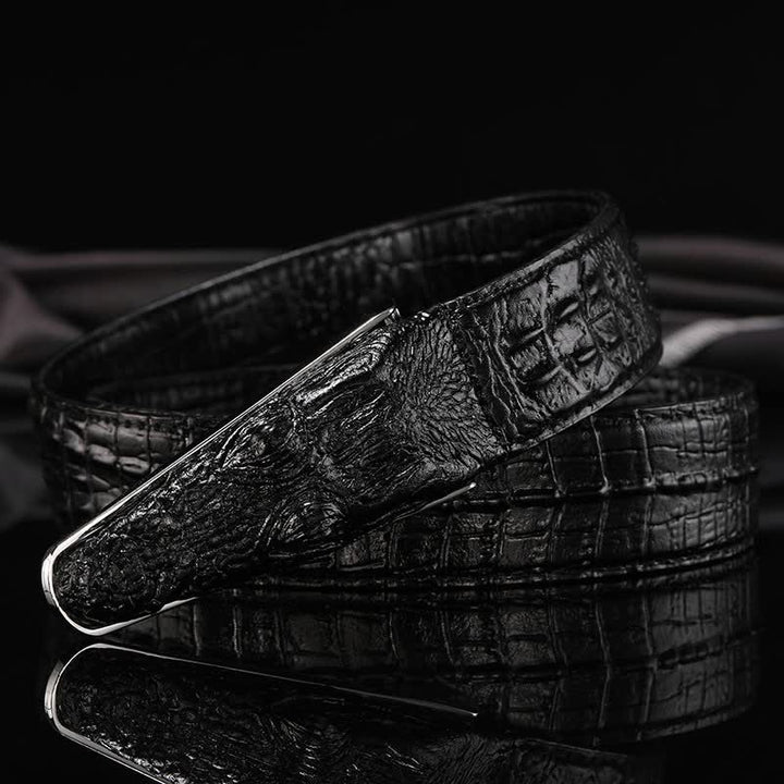 Men's Lifelike Crocodile Head Buckle Leather Belt