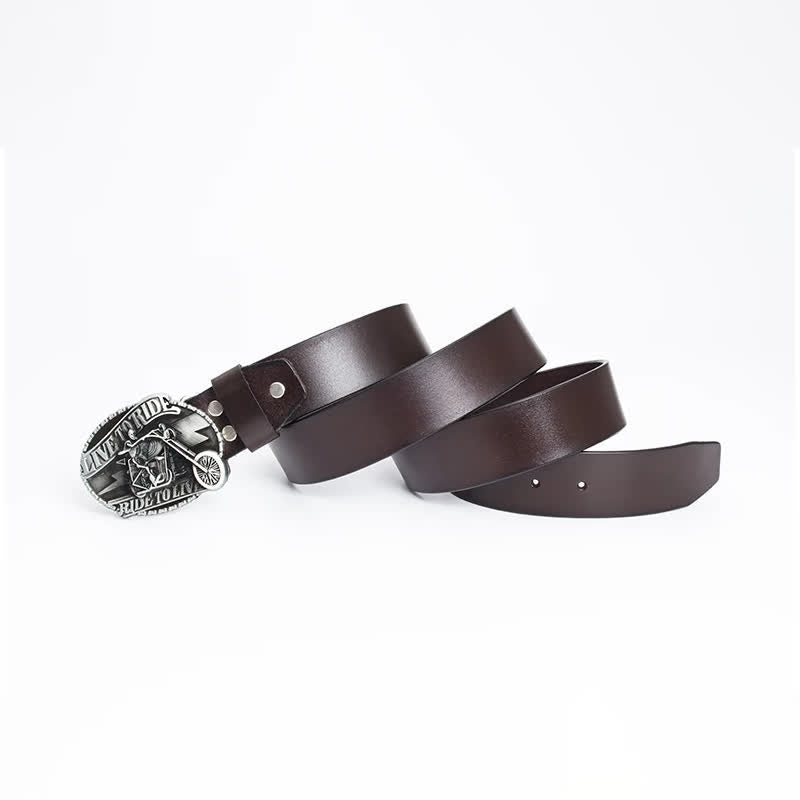 Men's Skeleton Motorcyclist Skull Leather Belt