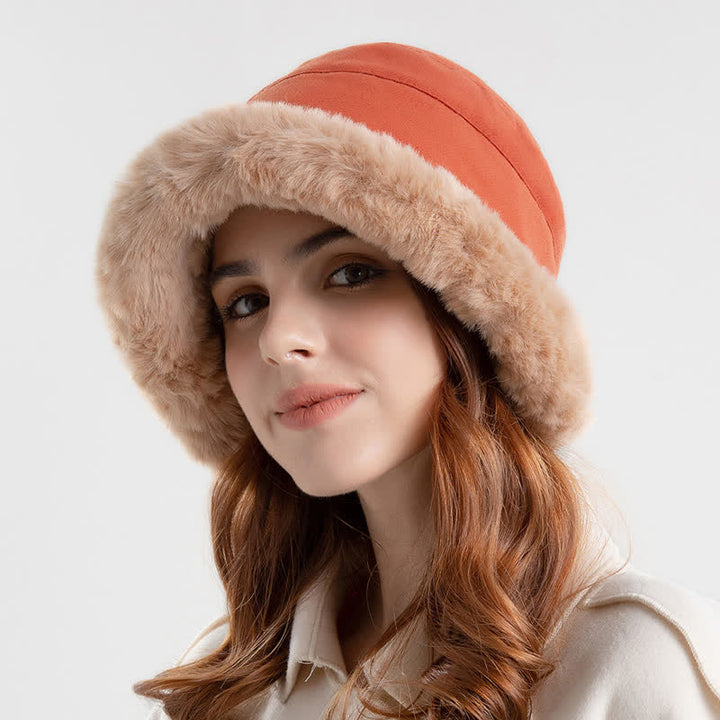 Women's Thickened Warm Plush Brim Bucket Hat