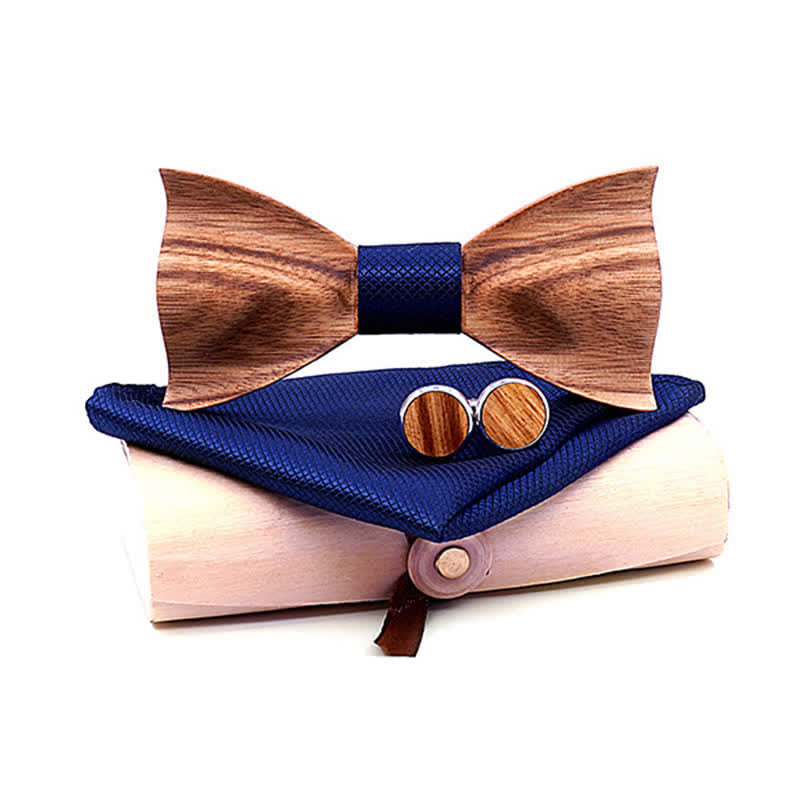 3Pcs Men's Classic Simple Wooden Bow Tie Set