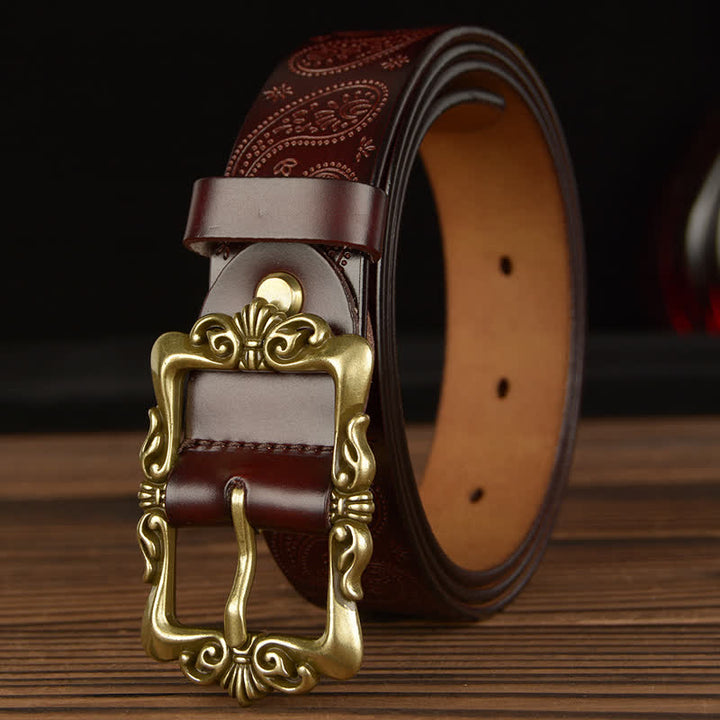 Women's Retro Floral Decorative Leather Belt