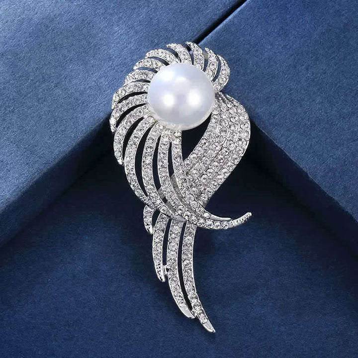 Women's Angel Wing Feather Pearl Brooch