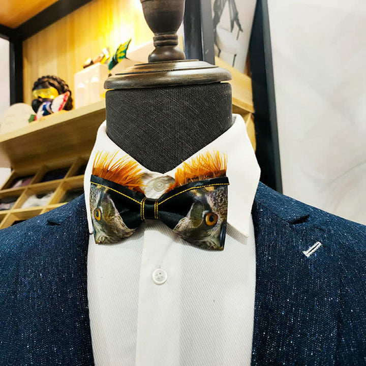 Men's Funny Owl Feather Bow Tie