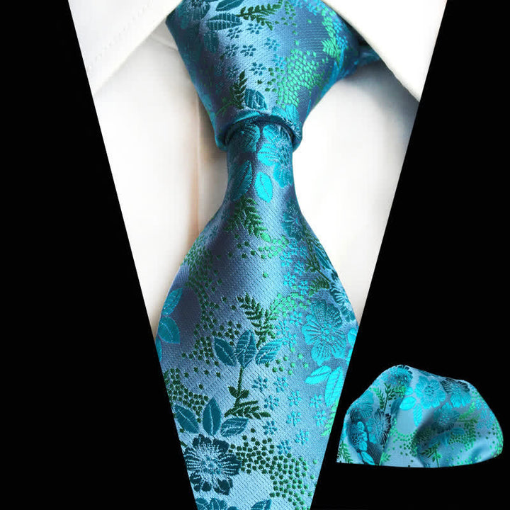 2Pcs Men's Plum Blossoms Floral Necktie Set